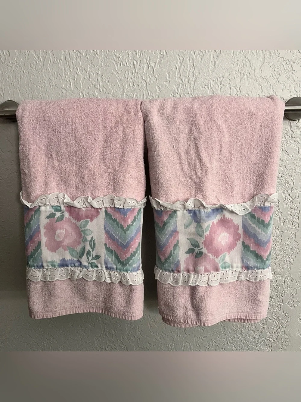 Vintage Lady Pepperell Celebration Pink Cottagecore Towel Set
